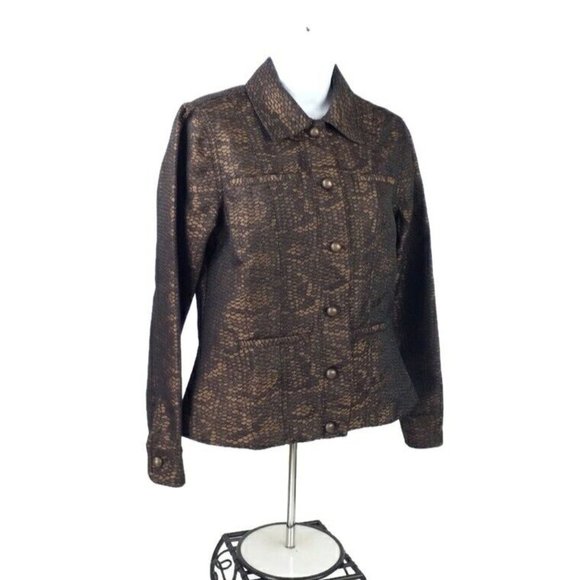 Vintage Acorn Multicolor Snake Print Long Sleeve Cropped Jacket Womens Medium - Picture 1 of 11